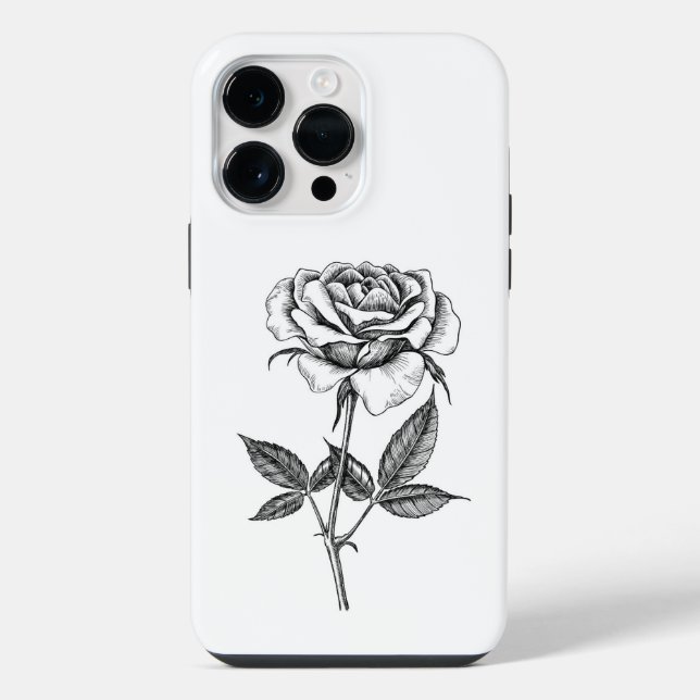 zeichnend Rose iPhone Hülle (Rückseite)