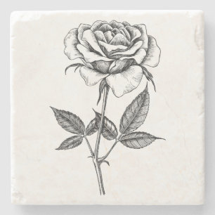zeichnend Rose Steinuntersetzer