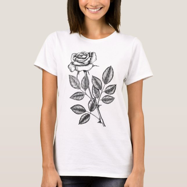 zeichnend Rose T-Shirt (Vorderseite)
