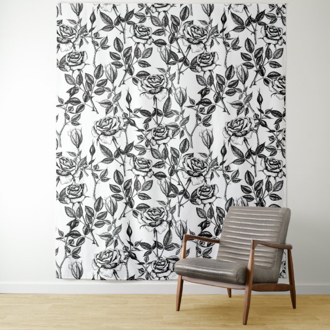 zeichnend Rose Wandteppich (Beispiel)
