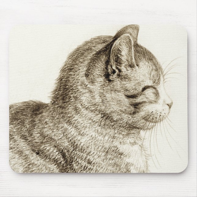 Zeichnend Schwarz-Weiß-Stift der Katze Mousepad (Vorne)