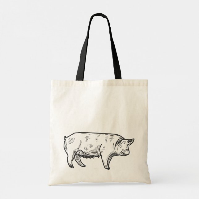 Zeichnend Schweineleine Tragetasche (Rückseite)