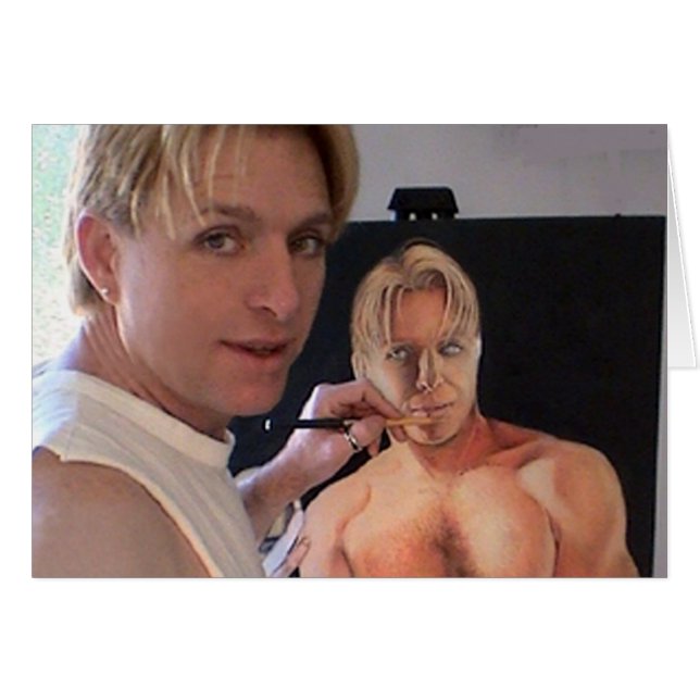 Zeichnend Selbstportrait (Vorderseite (Horizontal))