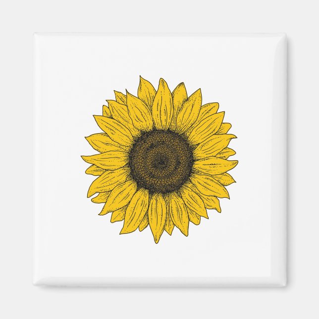 Zeichnend Sonnenblume Magnet (Vorne)