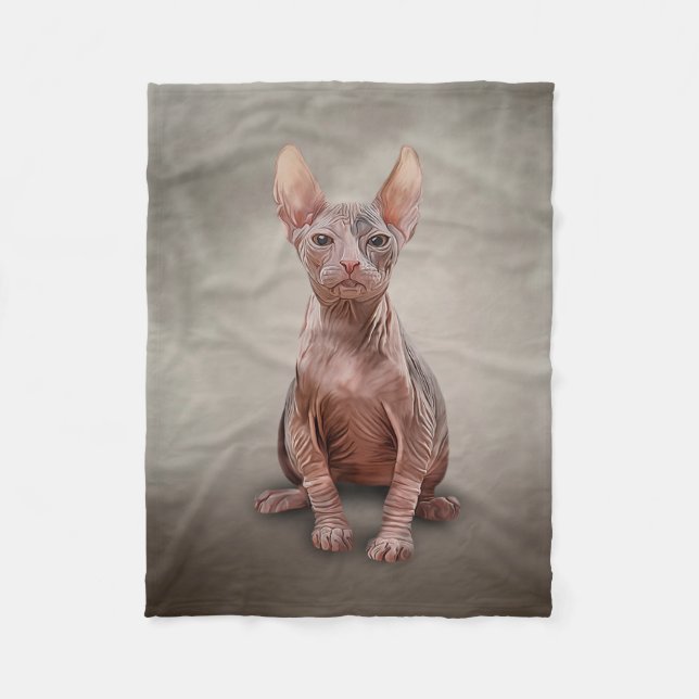 Zeichnend Sphynx-Kätzchen Fleecedecke (Vorderseite)