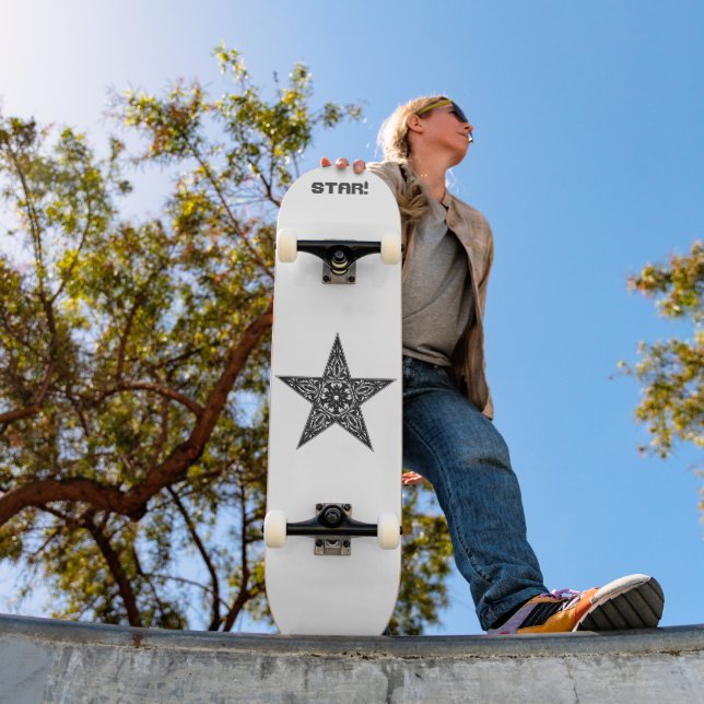 Zeichnend Sterne, Vintage Abbildung Skateboard (Außenbereich 1)