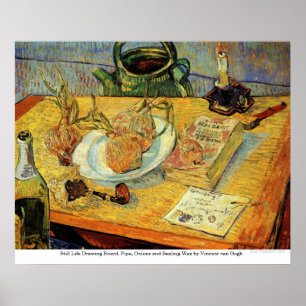 Zeichnend Tafel, Rohre und Zwiebeln - Vincent van  Poster