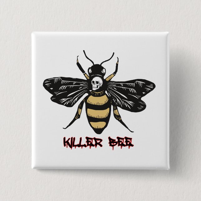 zeichnend Vintage Killerbiene Button (Vorderseite)