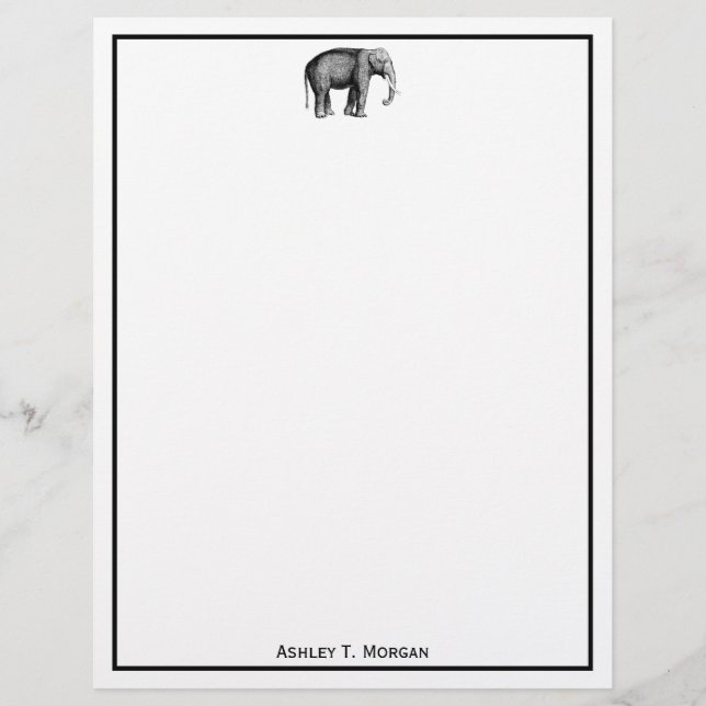 Zeichnend Vintager Elefant (Vorderseite)
