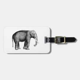 Zeichnend Vintager Elefant Gepäckanhänger