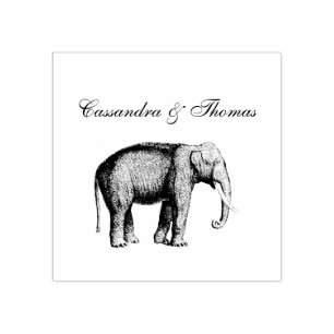 Zeichnend Vintager Elefant Gummistempel