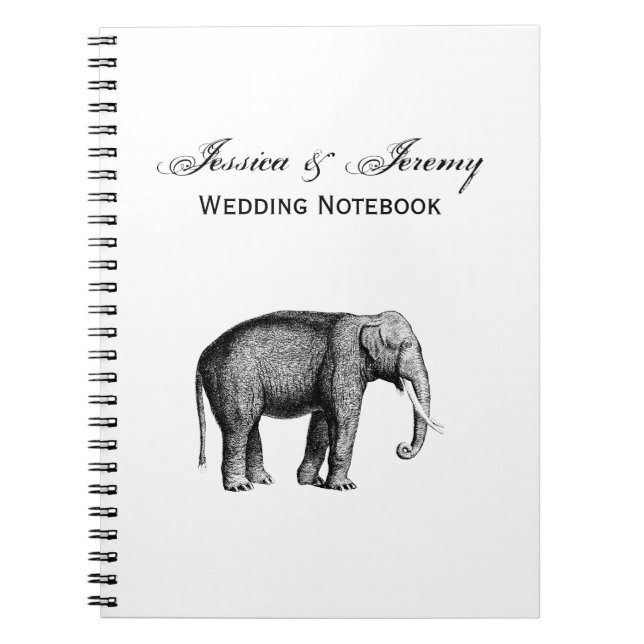 Zeichnend Vintager Elefant Notizblock (Vorderseite)