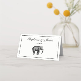Zeichnend Vintager Elefant Platzkarte