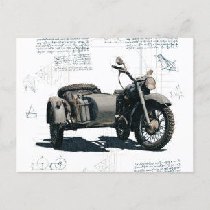 Zeichnend Vintages Motorrad Postkarte