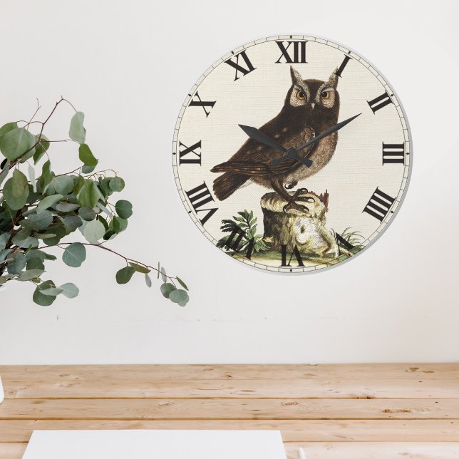 Zeichnend Vintages Owl Große Wanduhr (Vintage Owl Large Clock)