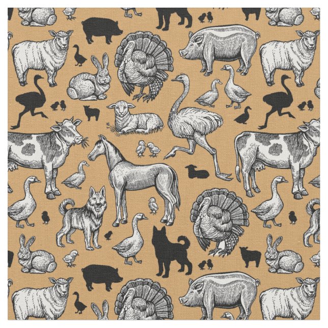 Zeichnend Vintages Zuchttier  Stoff (Nahaufnahme)