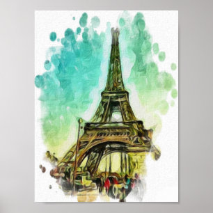 Zeichnend Wasserfarbe, der Eiffelturm Paris Poster