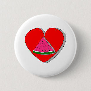 Zeichnend Wassermelone und Rotes Herz Button