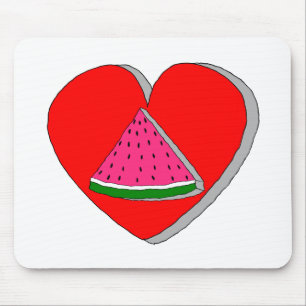 Zeichnend Wassermelone und Rotes Herz Mousepad