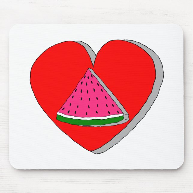 Zeichnend Wassermelone und Rotes Herz Mousepad (Vorne)