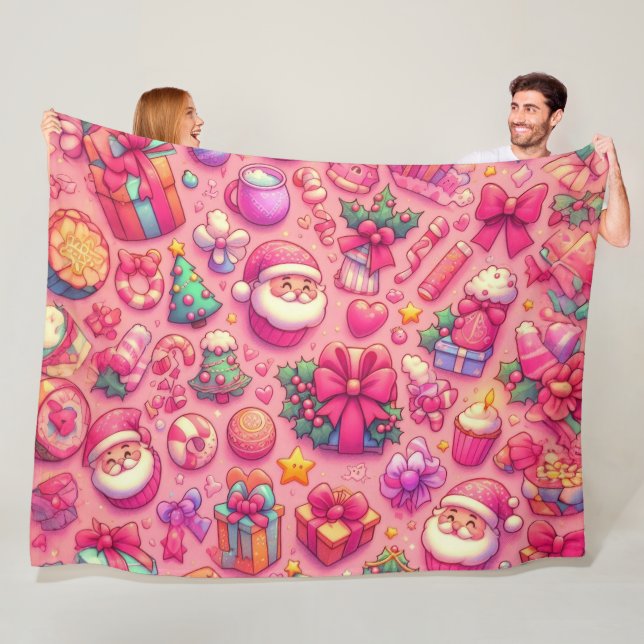 Zeichnend Weihnachtsmotive Rosa Fleecedecke (Beispiel)