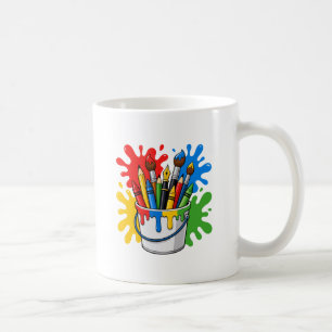 Zeichnende Maler Künstler Pinsel Bunt Kunst Kaffeetasse