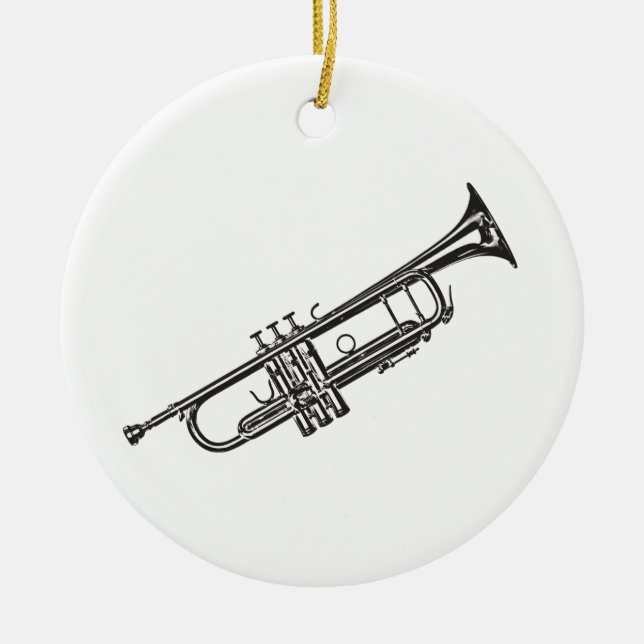 "Zeichnende " Trompete Keramik Ornament (Vorne)