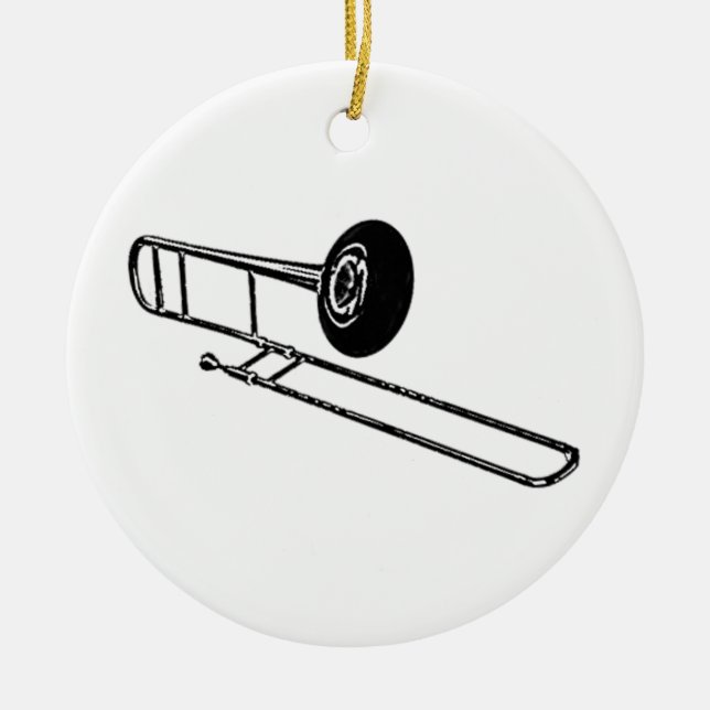 "Zeichnender " Trombone Keramik Ornament (Vorne)