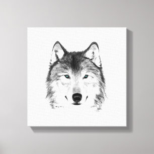 Zeichnender Wolf, Graphit Leinwanddruck