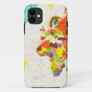 zeichnet pointilism Weltkarte mit Blätter auf iPhone 11 Hülle