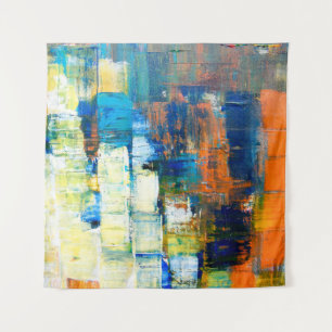 Zeichnete Leinwand Textur. Rot und Blau auf ca. Wandteppich