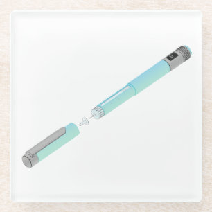 Zeichnung des Insulinpens Glasuntersetzer