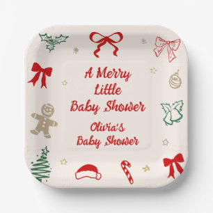 Zeichnung einer fröhlichen kleinen Weihnachts-Baby Pappteller