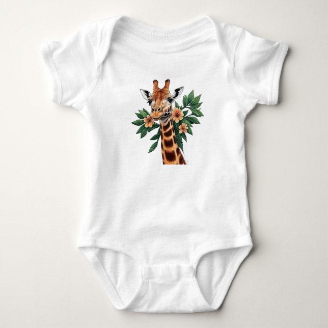 Zeichnung einer Giraffe Baby Strampler (Vorderseite)
