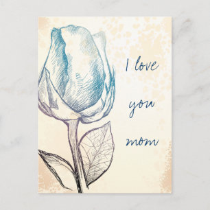 Zeichnung einer Rose, Postkarte