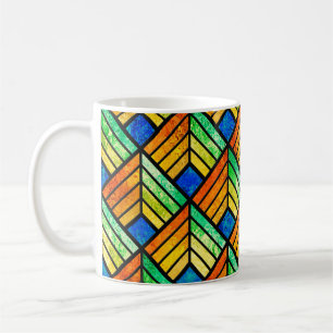 Zeichnung eines Buntglasfensters. Nahtloses Muster Kaffeetasse