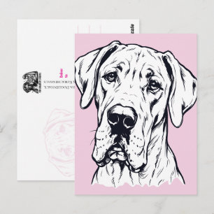Zeichnung eines Great Dane Kopfes Postkarte