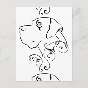 Zeichnung eines Great Dane Kopfes Postkarte