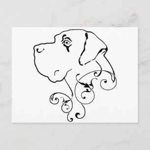 Zeichnung eines Great Dane Kopfes Postkarte