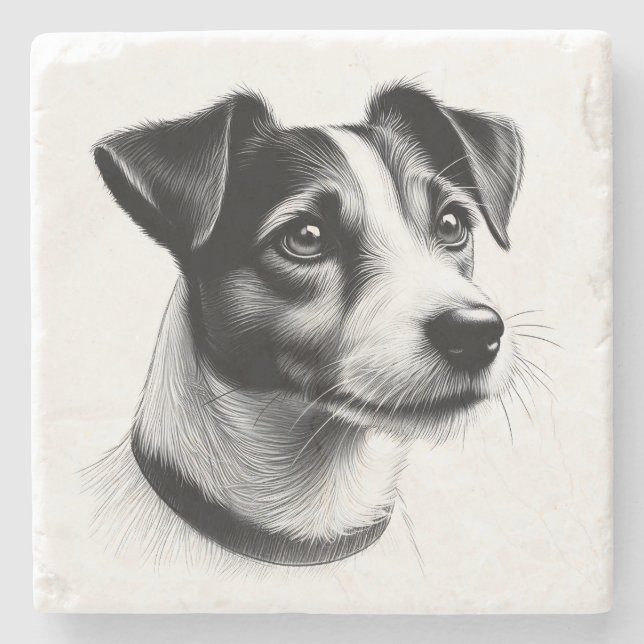 Zeichnung eines Jack Russell Terriers Steinuntersetzer (Vorderseite)