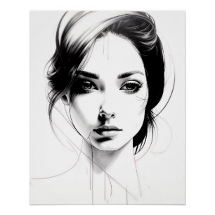 Zeichnung eines Mädchens Poster