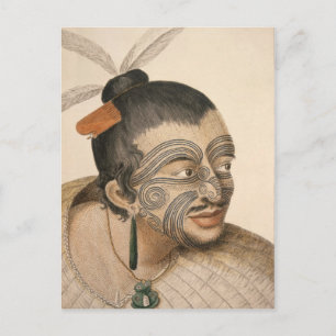 Zeichnung eines Maori-Mannes, c. 1769 Postkarte