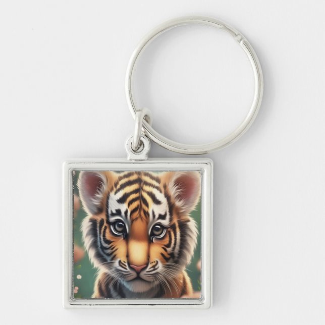 Zeichnung eines Tigerbabys Schlüsselanhänger (Vorne)