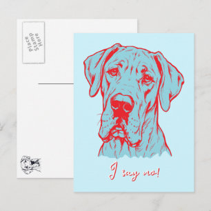 Zeichnung Great Dane Portrait  Postkarte