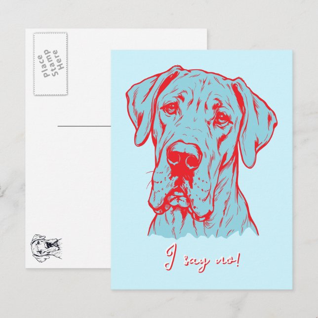 Zeichnung Great Dane Portrait  Postkarte (Vorne/Hinten)