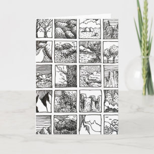 Zeichnung mit Feder und Tinte Landschaft Quadrate Karte