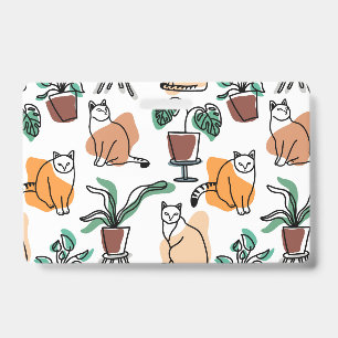 Zeichnung von Katzen und Blumen in Linienstil Ausweis