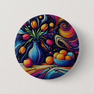 Zeichnung von Tulips und Orangen in einer Vase Button