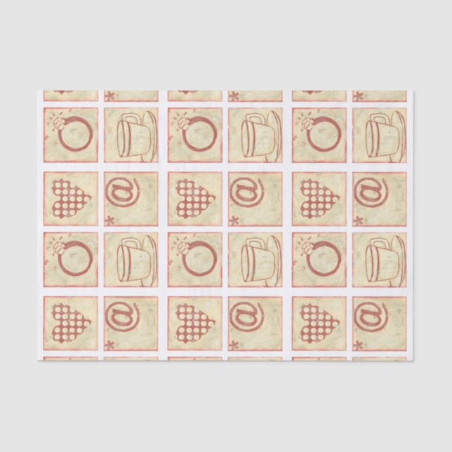 Zeichnungen des Herzens und des Ringholzes Seidenpapier (Vorderseite)