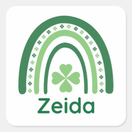 Zeida Name Clover Boho Rainbow Quadratischer Aufkleber